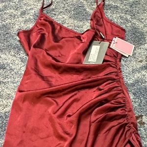 Size 4 burgundy satin wrap dress